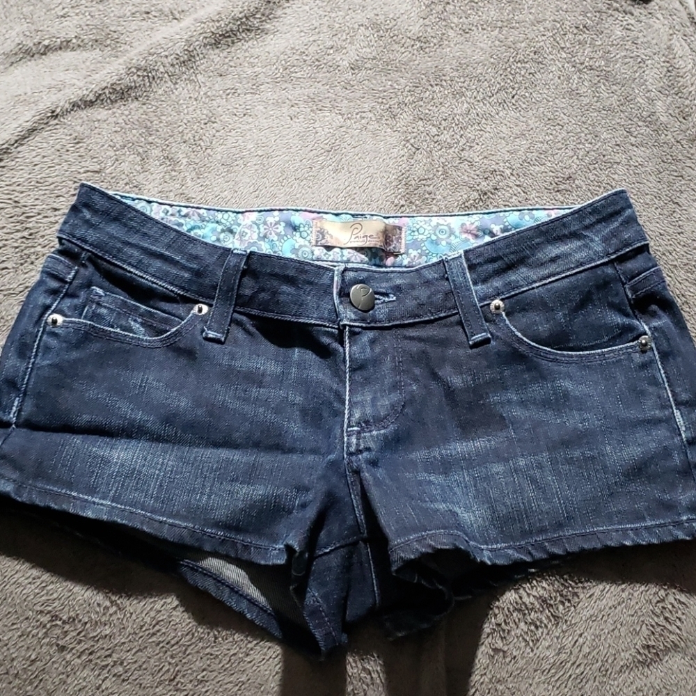Paige Jean Shorts, Sz 25, Dark Wash